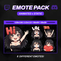Animated Anime Girl Emotes Pack | 8 Egirl GIFs for Twitch, Kick, Discord | Waifu Graphics, Sub Badges | Instant Digital Download