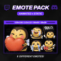 Animated Bee Emotes Pack | 8 Cute Honey Bee GIFs for Twitch, Discord | Kawaii Streamer Graphics, Sub Badges | Instant Digital Download