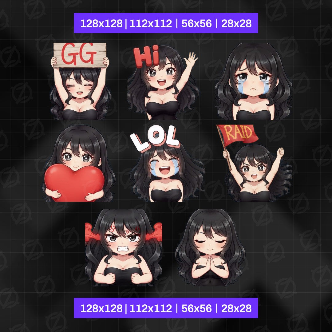 Animated Anime Girl Emotes Pack | 8 Egirl GIFs for Twitch, Kick, Discord | Waifu Graphics, Sub Badges | Instant Digital Download
