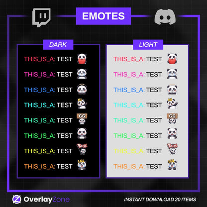 Cute Panda Animated Emotes Pack | 8 Kawaii GIFs & PNGs for Twitch, Discord, YouTube | Sub Badges | Streamer Graphics | Instant Download