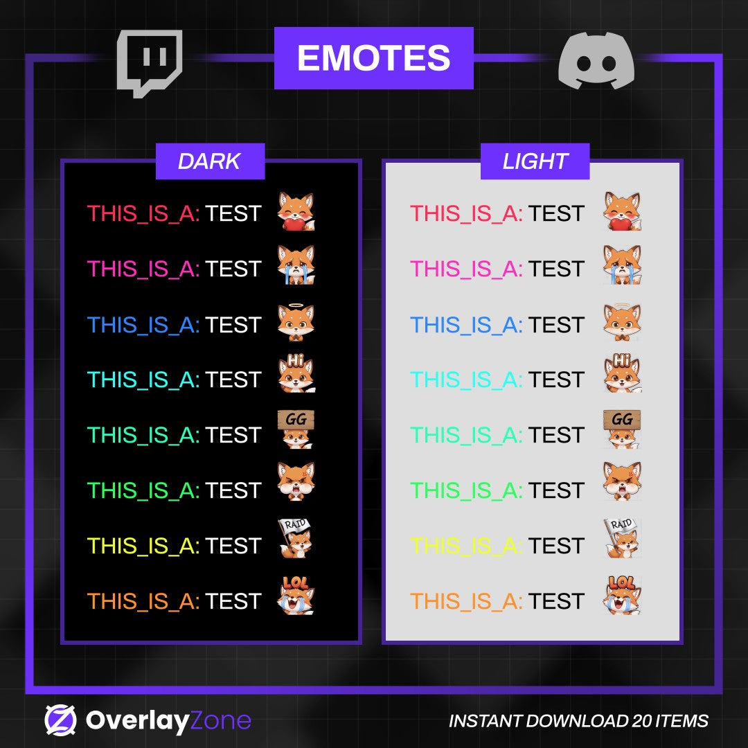 Foxy Animated Emotes Pack | 8 Kawaii Fox GIFs for Twitch, Discord | Cute Streamer Graphics, Sub Badges | Instant Digital Download