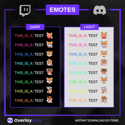 Foxy Animated Emotes Pack | 8 Kawaii Fox GIFs for Twitch, Discord | Cute Streamer Graphics, Sub Badges | Instant Digital Download