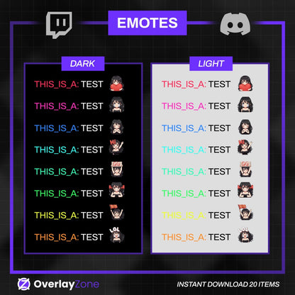 Animated Anime Girl Emotes Pack | 8 Egirl GIFs for Twitch, Kick, Discord | Waifu Graphics, Sub Badges | Instant Digital Download