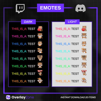 Animated Tiger Emotes Pack | 8 Cute Tiger GIFs for Twitch, Discord | Kawaii Streamer Graphics, Sub Badges | Instant Digital Download