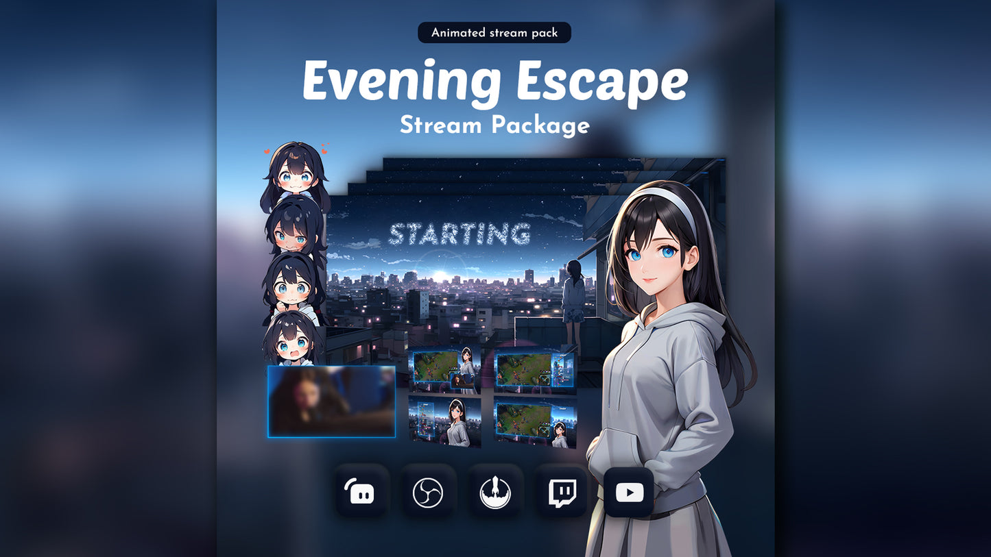 Evening Escape Twitch Animated Overlay Pack