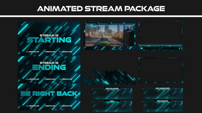 Animated Stream Package - Cyan Matrix